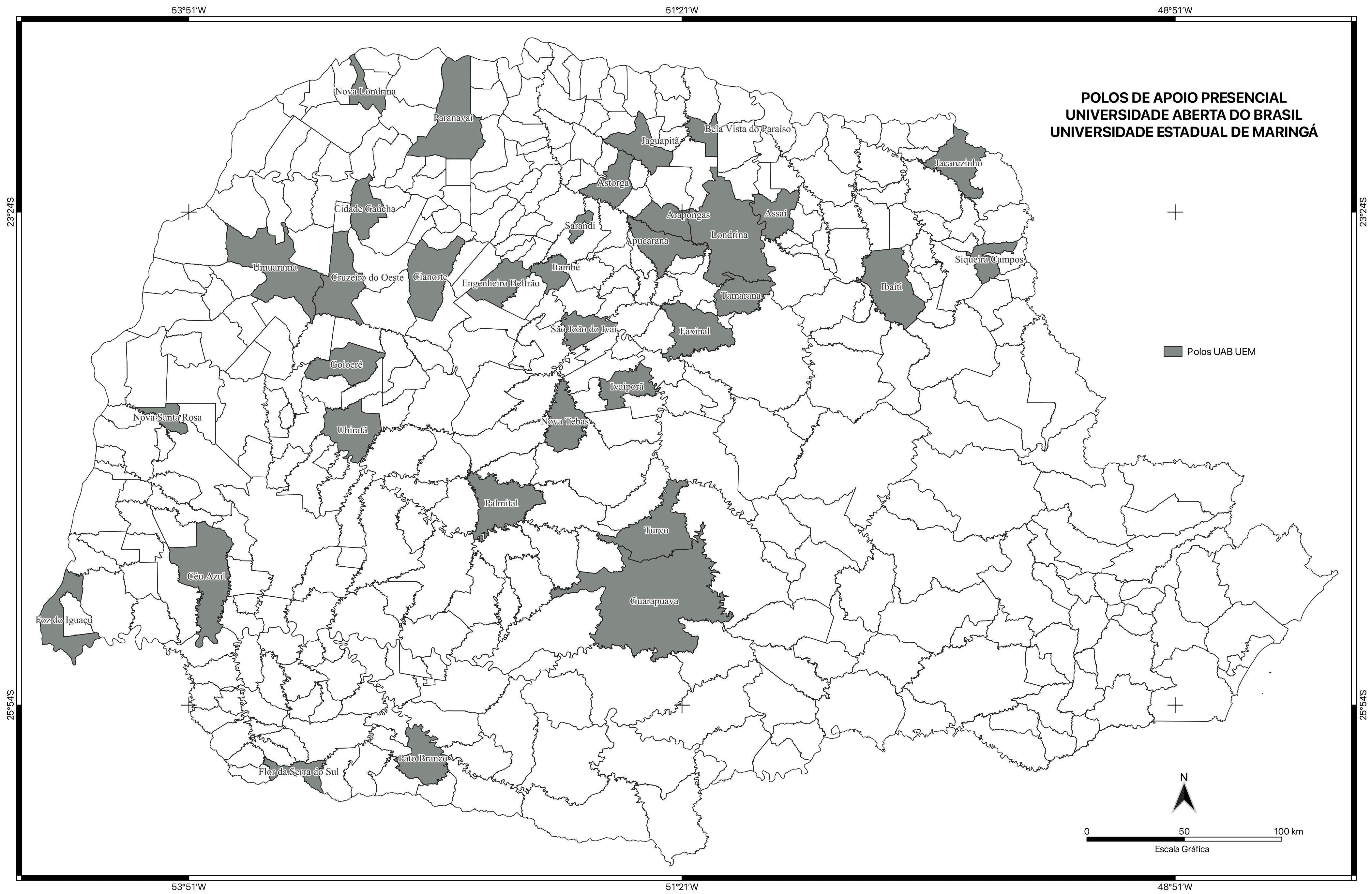 Mapa dos Polos UEM